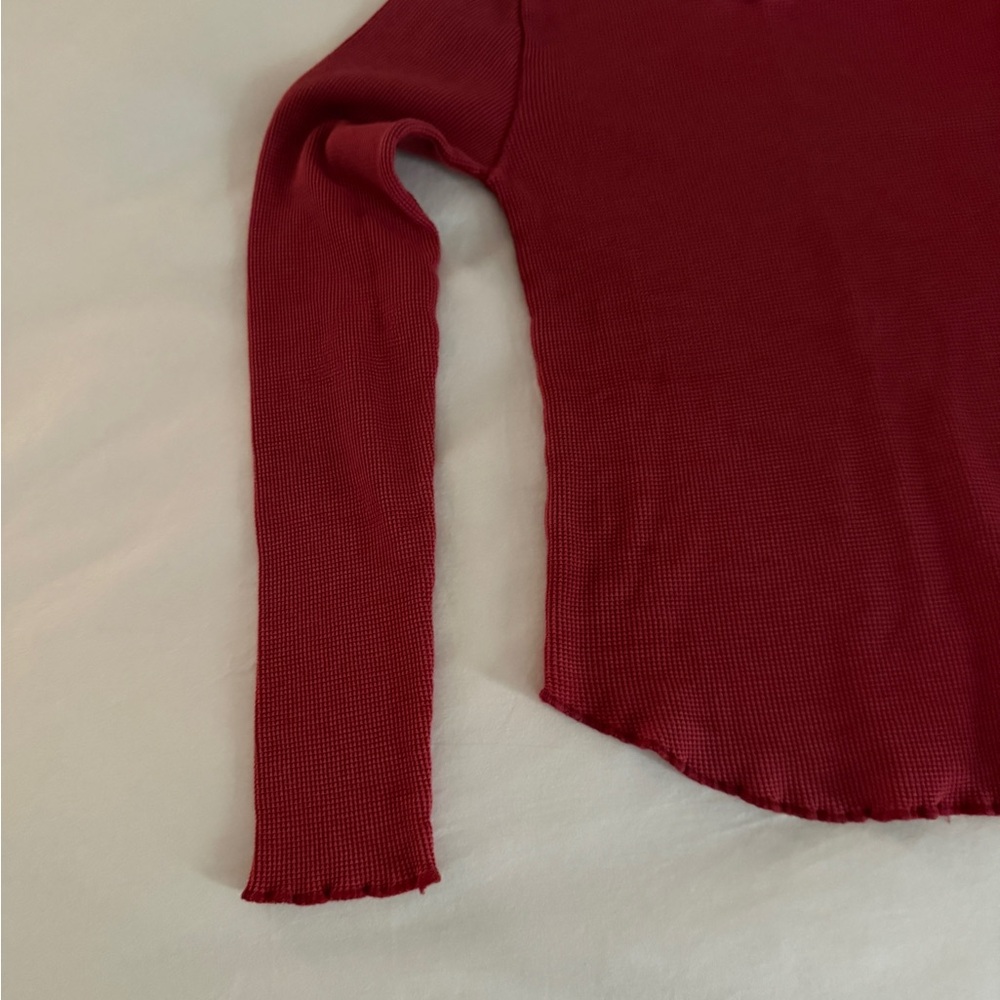 We The Free Deep Red Waffle Knit Top - Picture 3 of 7